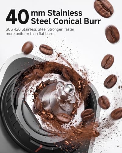 AAOBOSI Espresso Coffee Grinder, 45 Settings, 40s Timer