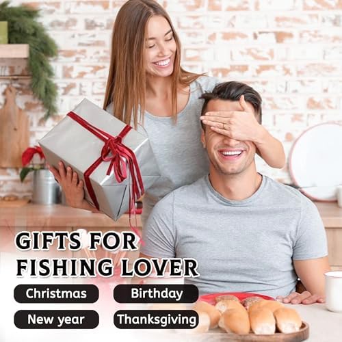 Fish Gifts for Dad, 40oz Tumbler with Handle and Straw, Fishing Gifts