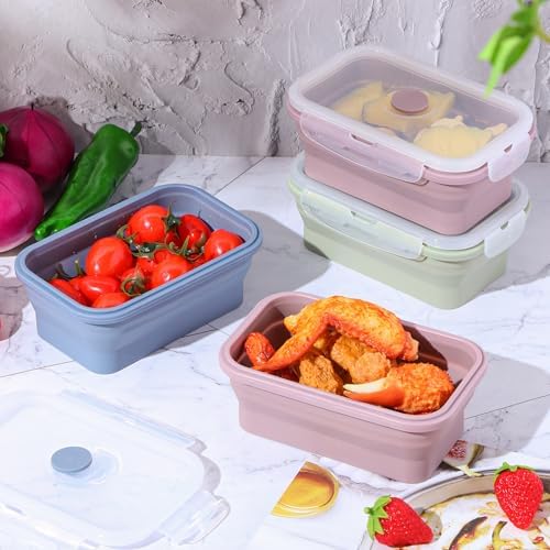 Mifoci 6 Pcs Collapsible Food Storage Containers with Lid, Morandi