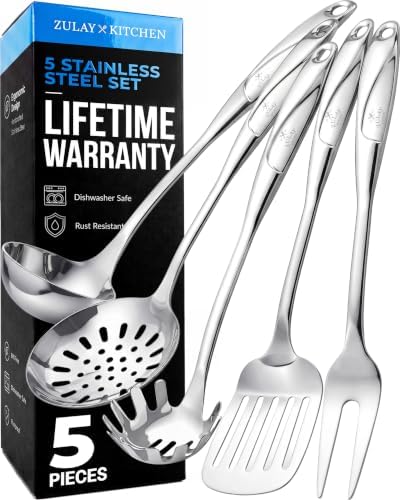 Zulay Kitchen 5-Piece Stainless Steel Cooking Utensil Set