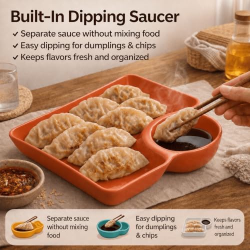 4 Pack Sauce Separated Plate, Japanese Dumpling Plate, Plastic Chip