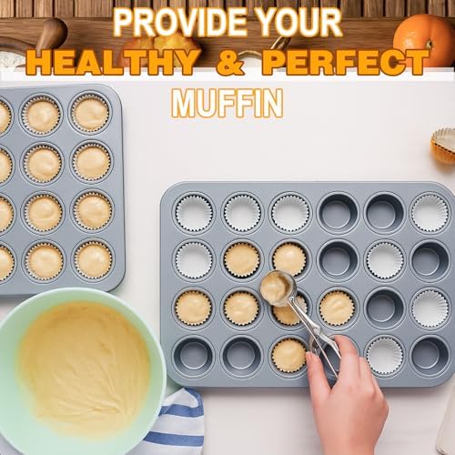 2 Set Mini Muffin Pans Carbon Steel Nonstick Bakeware for Oven Mini