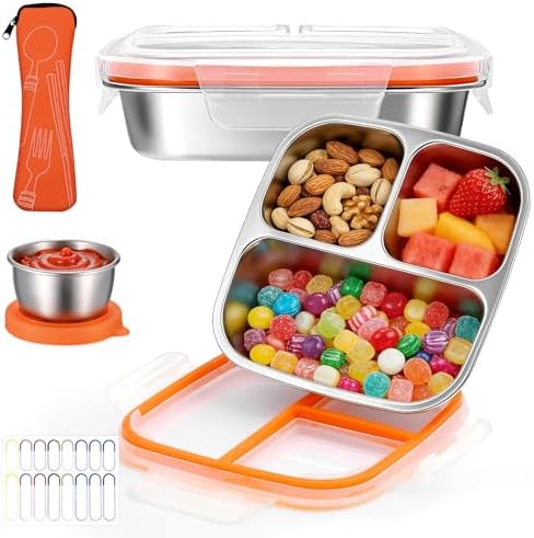 Qtencas 2 Pack Stainless Steel Snack Containers for Kids with Lid
