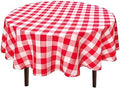 Hiasan Checkered Round Tablecloth 60 Inch Waterproof, Red and White