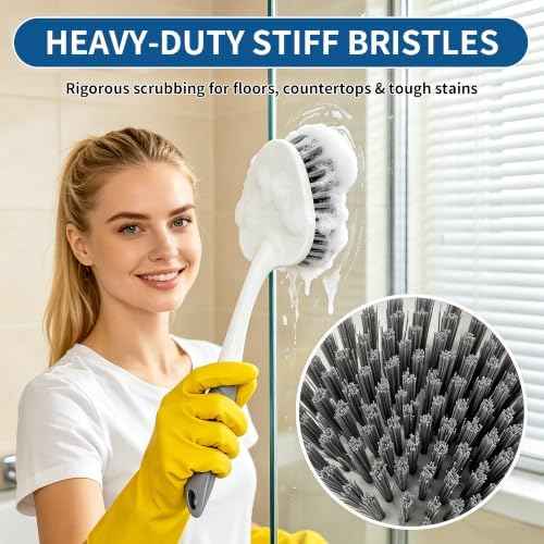3PCS Scrub Brush Set for Shower Cleaning