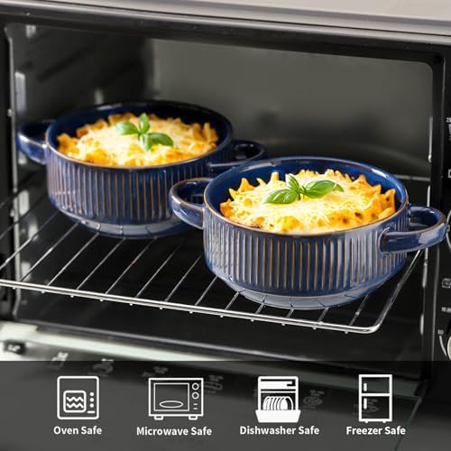 Soup Bowls with Handles, 23 oz French Onion Soup Crocks, Stackable