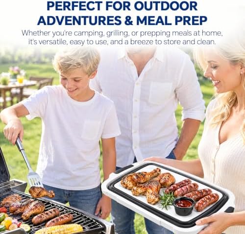 XL Collapsible BBQ Prep Tub with Lid, Portable Meat Marinating
