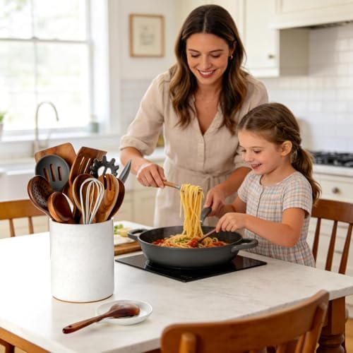 Nucookery Utensil Holder with Spoon Rest for Kitchen Counter, 6.4''