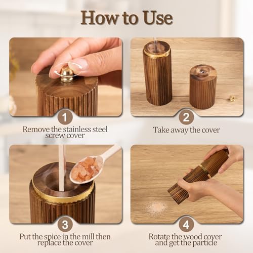 2 Pack Acacia Wooden Salt and Pepper Grinder Set
