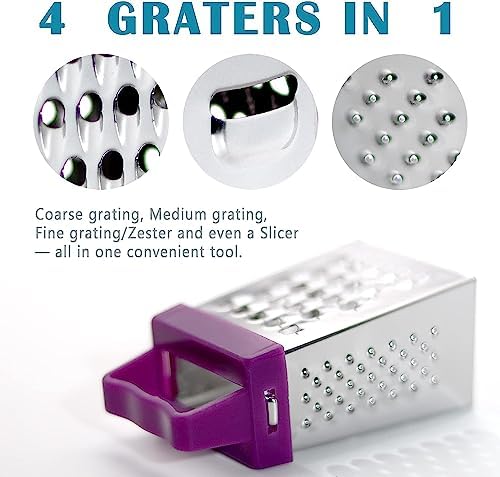 3Pcs Mini Cheese Grater, Professional Box Grater, Stainless Steel with