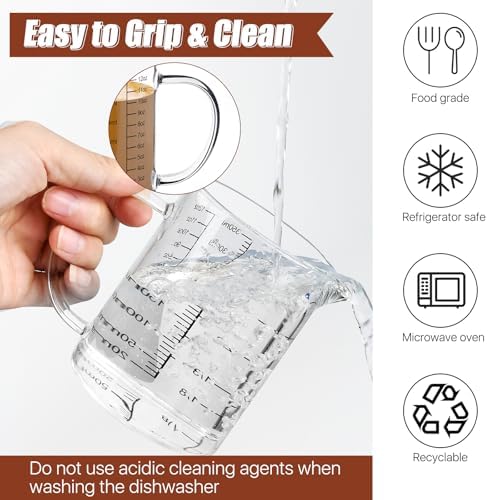 3 Pack Glass Measuring Cups,1-Cup,2-Cup,4-Cup Measuring Jugs with