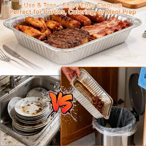 40 Pack Aluminum Pans with Lids,20 Large 9x13" Aluminum Pans