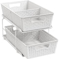 Simple Houseware 2 Tier Pull-Out Under Sink Storage, White
