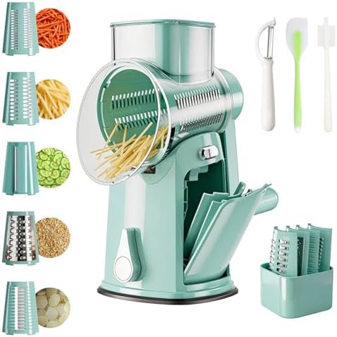 The CoveCarol Rotary Cheese Grater, 5 Blades, Green