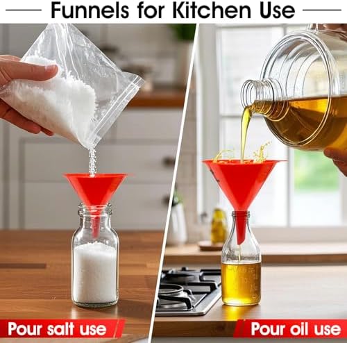 DEDC Oil Funnels, Gas Funnels, Plastic Funnel Set for Car, Automotive