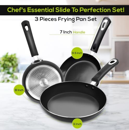 Utopia Kitchen Nonstick Frying Pan Set 3 Piece 8 9.5 11 Inch PFOA Free