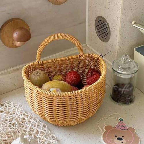 Generic Gingers Garlic Storage Basket Rattan Woven Organizer, L