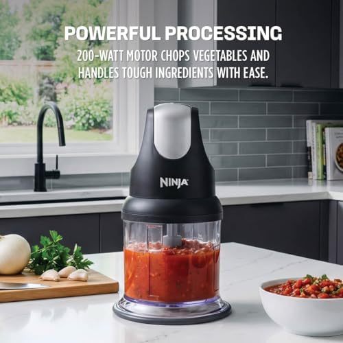 Ninja Express Chop Manual Food Processor, 16oz Bowl, Gray, NJ100GR