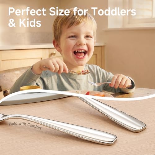 KINGSTONE 2-Piece Large Kids Utensils Set with Case, 18/10 Stainless