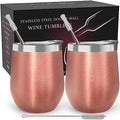 CHILLOUT LIFE 12 oz Stainless Steel Wine Tumblers 2 Pack - Double Wall