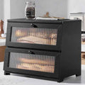 Kitsure Wooden Bread Box for Kitchen Countertop, 2-Tier, Black
