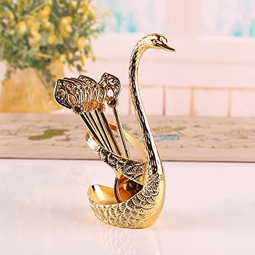 Coffee Spoon Set With Holder, Swan Spoon & Fork Holder, Elegant and
