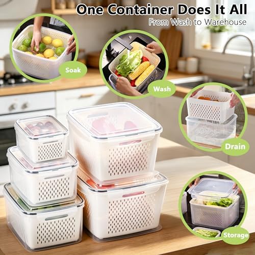 5 Pack Fruit Storage Containers for Fridge,Produce Container for