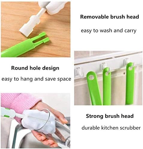 INVODA 4PCS Bottle Brush,Bottle Washer Set Long Sponge Bottle Cleaning