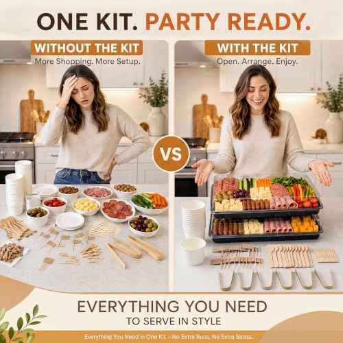 Shellwei 2 Set 18 x 12 Inch Charcuterie Board with Lid & Accessories