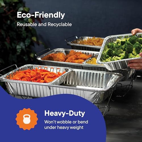 Large Aluminum Pans Full Size with Lids, Disposable Foil 21x13 Deep