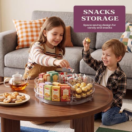2 Pack Lazy Susan Organizer, 9 inch Rotating Storage Organizer with Bins