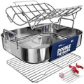 Stainless Steel Turkey Roasting Pan with rack, Up to 24 lb turkey