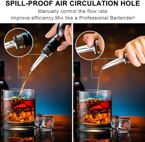 SINLUCESCE 60-Pack Stainless Steel Pour Spouts for Liquor Bottles Oil