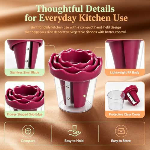Manual Vegetable Spiralizer and Curler for Rose Flower Carving,2PCS-A