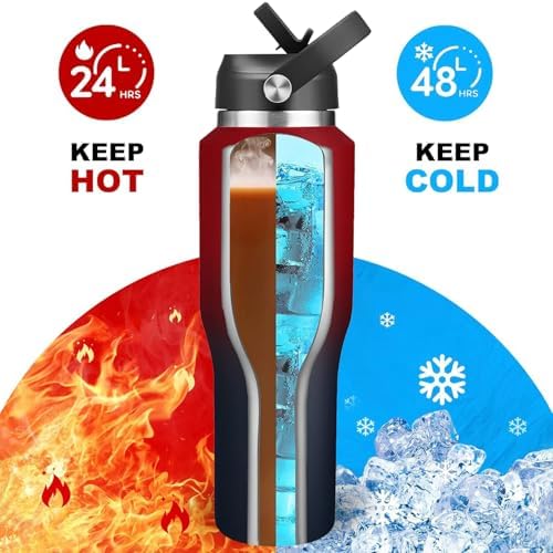 SENDESTAR 40oz Water Bottle Wide Mouth Stainless Steel Vacuum
