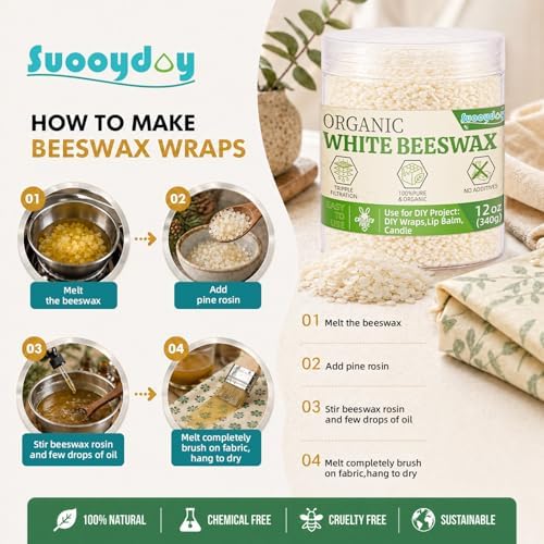 Beeswax Pellets, 12oz, Triple Filtered White Beeswax