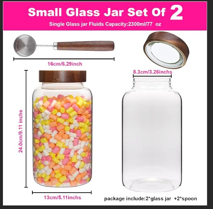 Glass Coffee Jars Spice Jar Round Storage Canister - Image 2