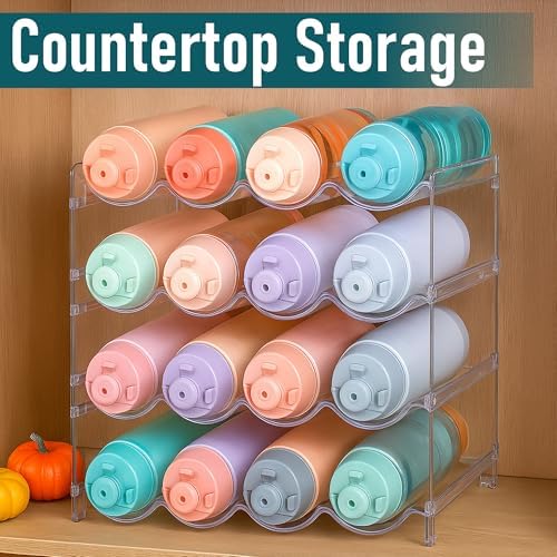 Water Bottle Organizer Stackable 4 Tier Rack for 32oz - 40oz Water