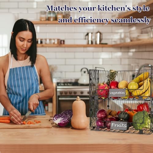 4 PACK XXL Stackable Wire Baskets for Pantry Storage