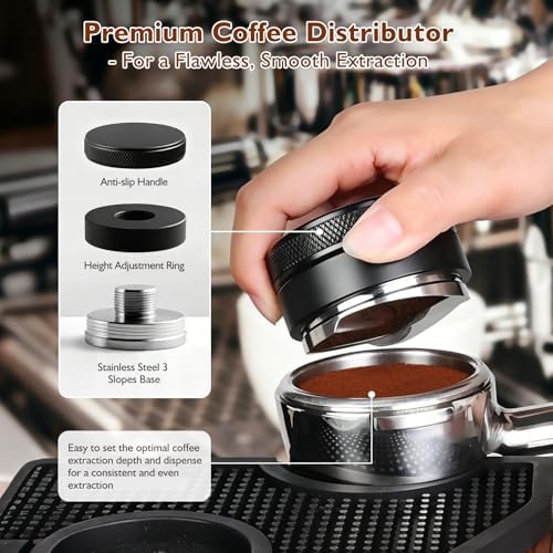 54mm Espresso Accessories Kit, 7Pcs Coffee Tamper Set with Wooden