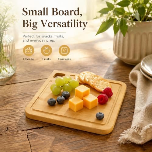 2 Pack Small Bamboo Cutting Boards Set, Mini Square Chopping Boards