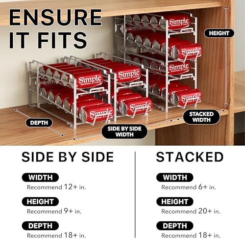 Simple Houseware Stackable Soda Can Dispenser Rack, 2-Pack, White