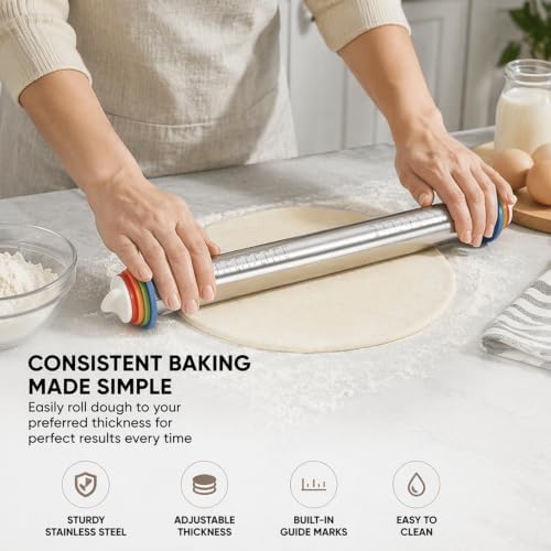 Baking Tools Set - Rolling Pin - Bench Scraper - Silicone Spatula