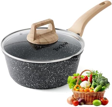 Sauce Pan with Lid,Non stick Small Cooking Pot 1.5Qt,Lightweight Non