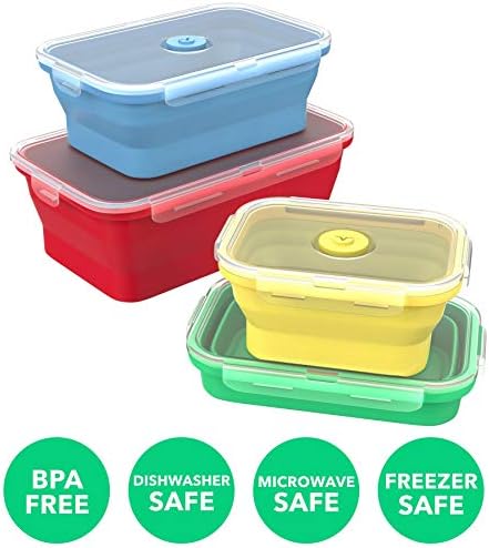 Vremi Silicone Food Storage Containers with BPA Free Airtight Plastic