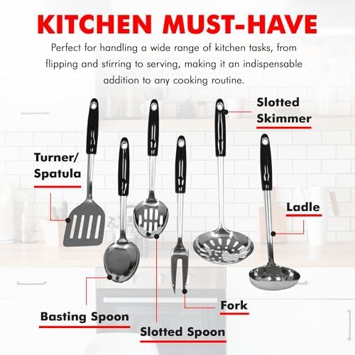 Chef Craft Heavy Duty Kitchen Tool and Utensil Set, 6 Piece, Stainless