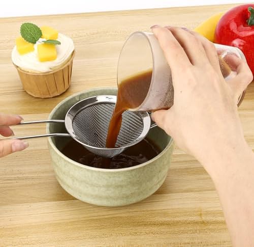 3 Pack Fine Mesh Strainer 304 Stainless Steel Small Sieve Sifter for