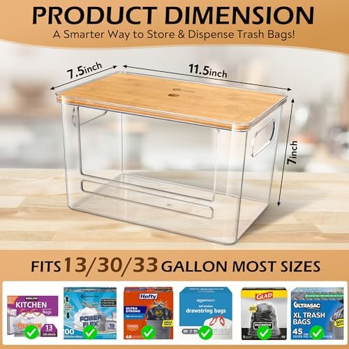 Stackable Trash Bag Dispenser with Wooden Top for Holding