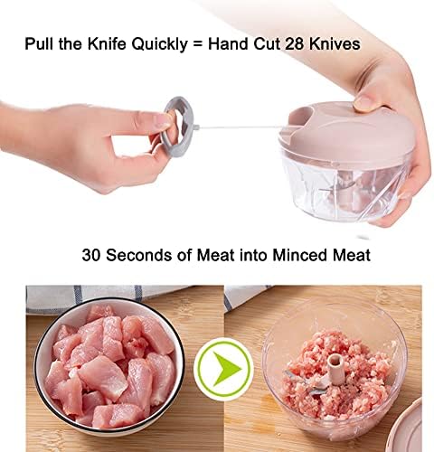 Manual Food Processor Pull Chop Chopper Portable Hand-Pulled String