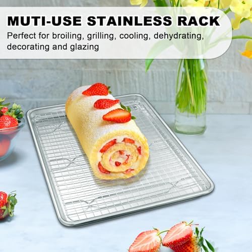 Half Sheet Pans with Rack Set, 18 Inch Commercial Quality Baking Sheet